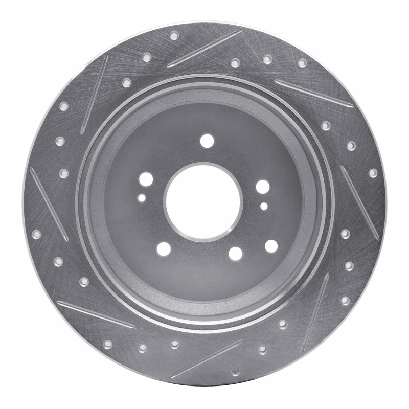Hyundai Veracruz Brake Rotor (1) - Rear Right - R1 Concepts - Drilled & Slotted - Silver - `07-`12